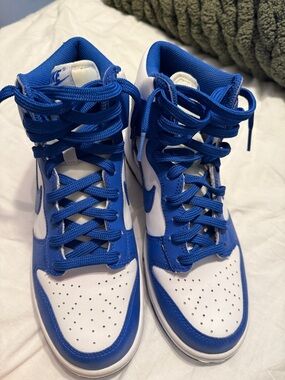 Nike High-Top Sneakers in White and Royal Blue